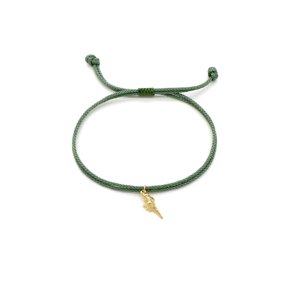 Handmade Customizable Brass Pendant Bracelet With Cotton Wire
