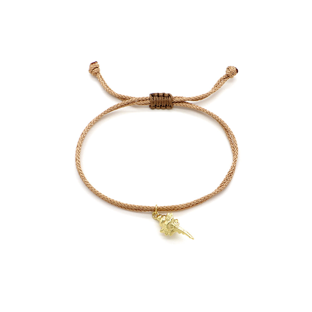 Handmade Customizable Brass Pendant Bracelet With Cotton Wire