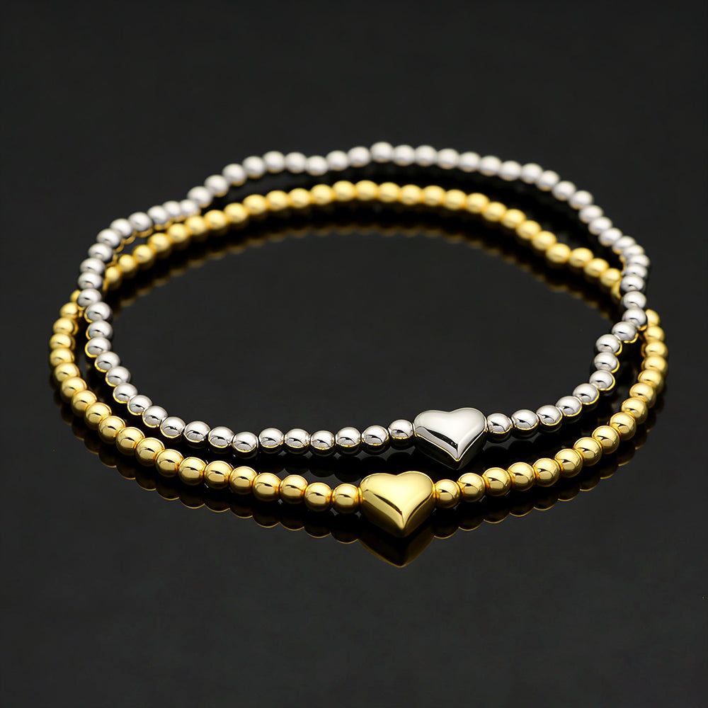 Handmade Customizable Brass Beads Bracelet With Brass Charms