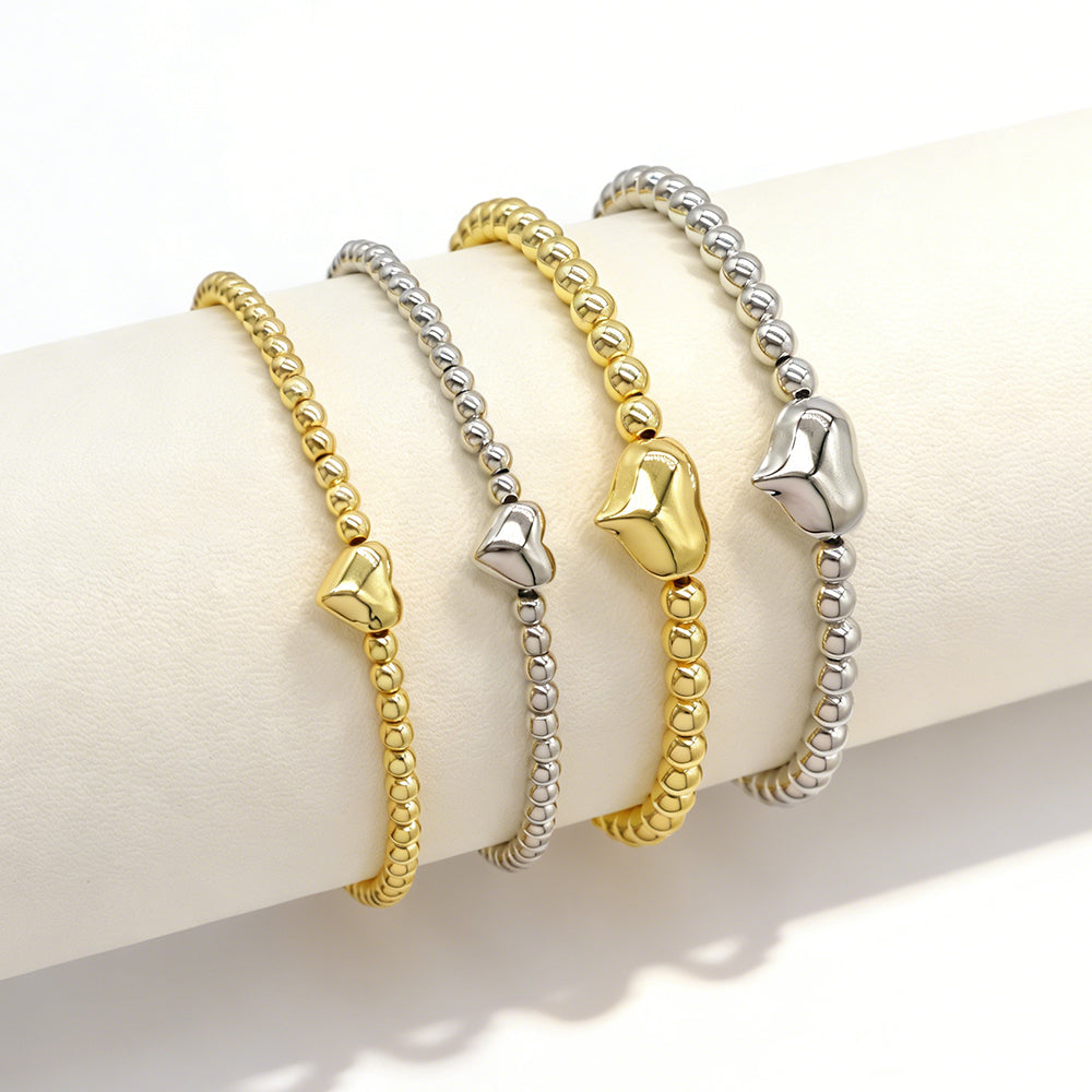 Handmade Customizable Brass Beads Bracelet With Brass Charms