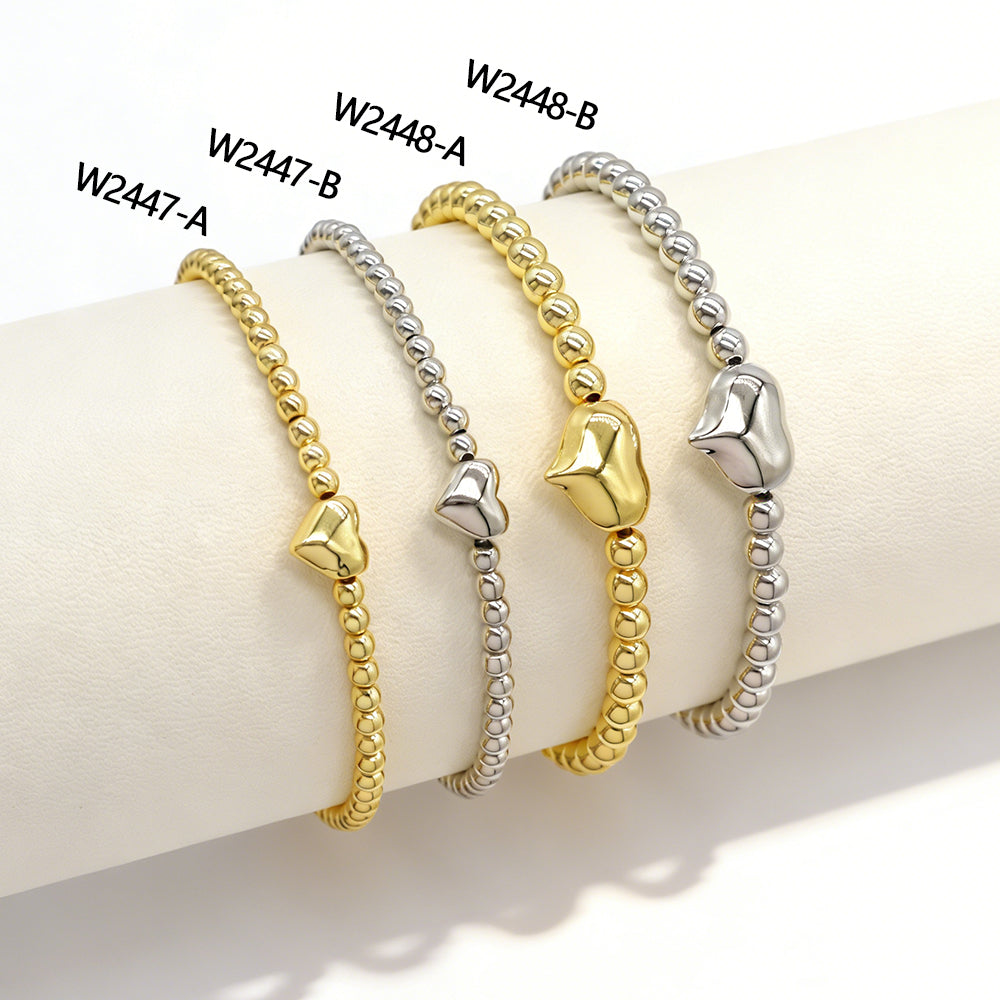 Handmade Customizable Brass Beads Bracelet With Brass Charms