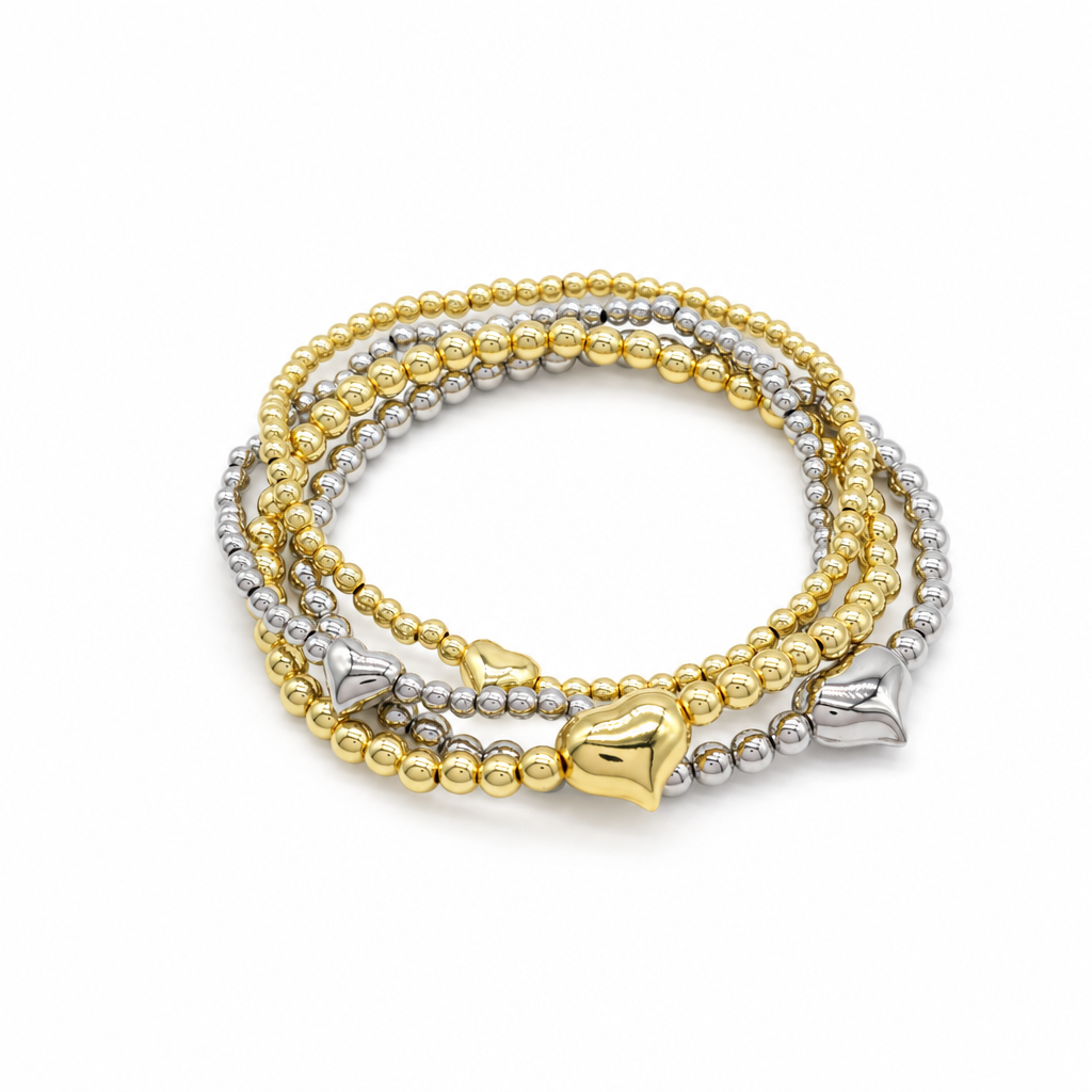 Handmade Customizable Brass Beads Bracelet With Brass Charms