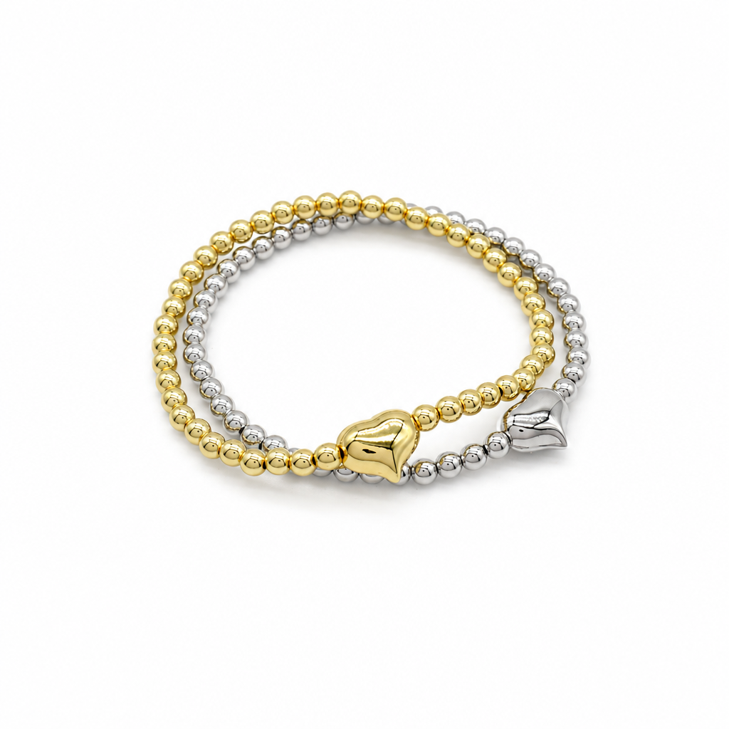 Handmade Customizable Brass Beads Bracelet With Brass Charms