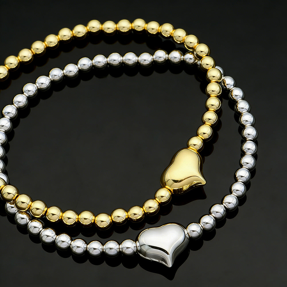 Handmade Customizable Brass Beads Bracelet With Brass Charms