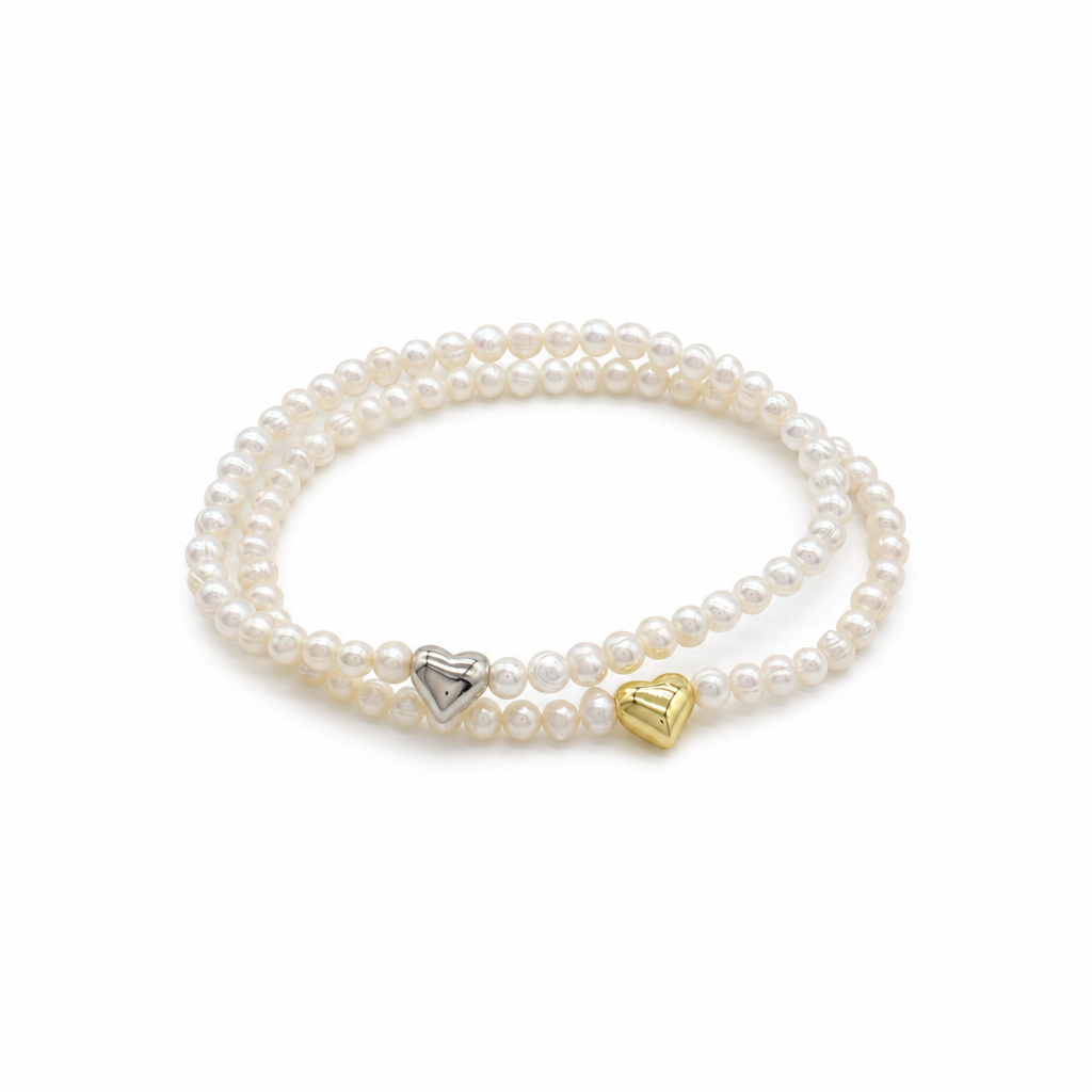 Handmade Customizable Fresh Water Pearl Bracelet With Brass Charm