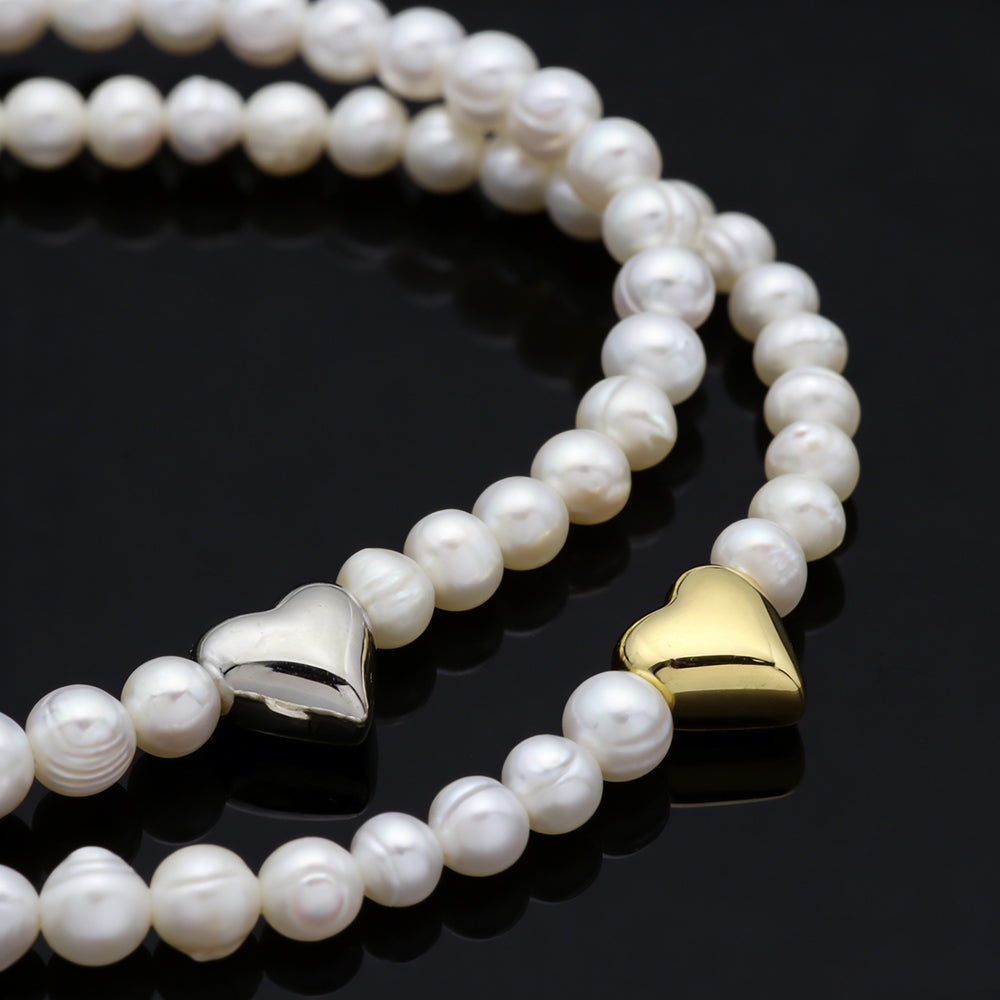 Handmade Customizable Fresh Water Pearl Bracelet With Brass Charm