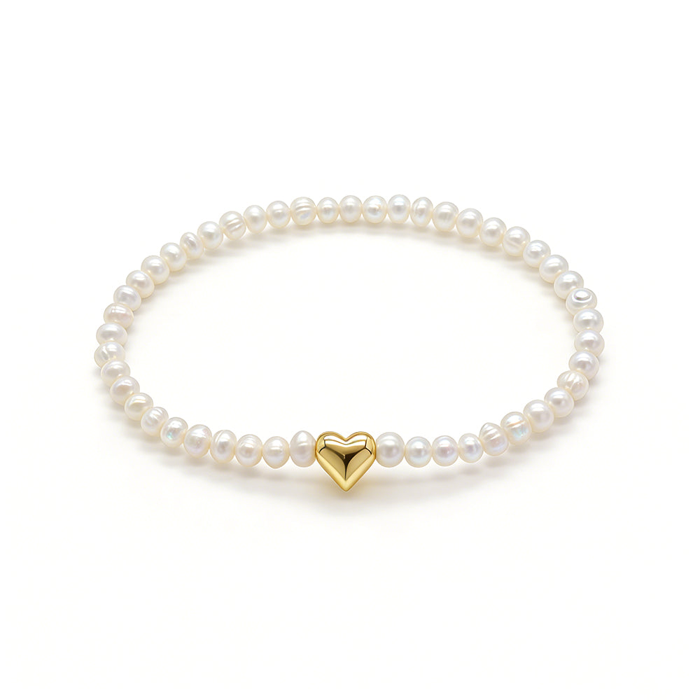 Handmade Customizable Fresh Water Pearl Bracelet With Brass Charm