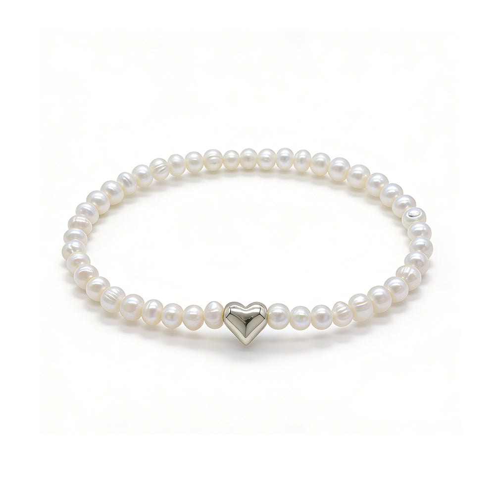 Handmade Customizable Fresh Water Pearl Bracelet With Brass Charm