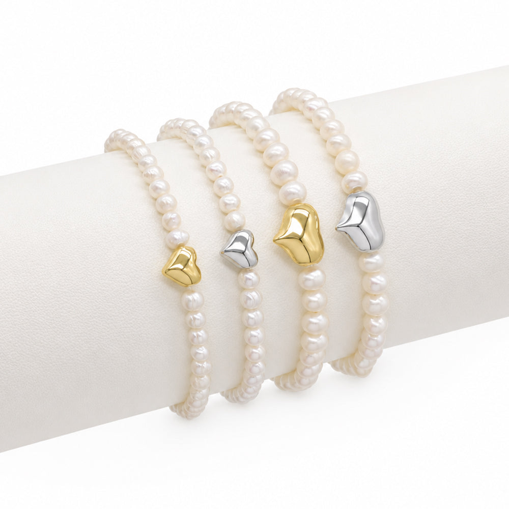 Handmade Customizable Fresh Water Pearl Bracelet With Brass Charm
