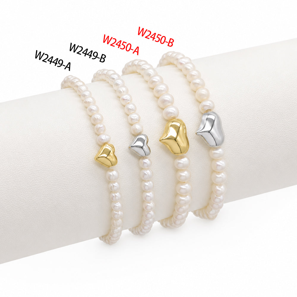 Handmade Customizable Fresh Water Pearl Bracelet With Brass Charm