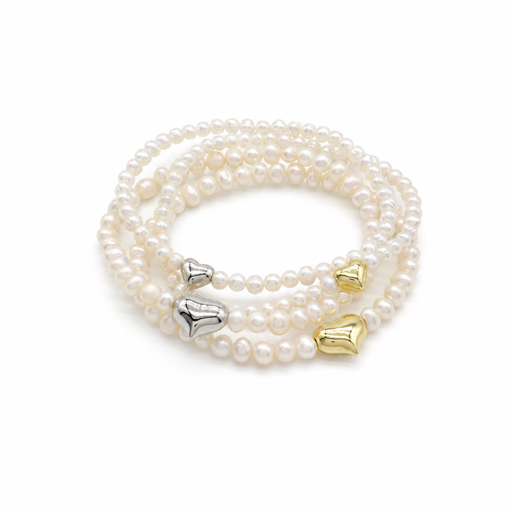 Handmade Customizable Fresh Water Pearl Bracelet With Brass Charm