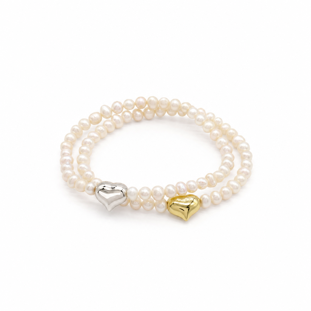 Handmade Customizable Fresh Water Pearl Bracelet With Brass Charm