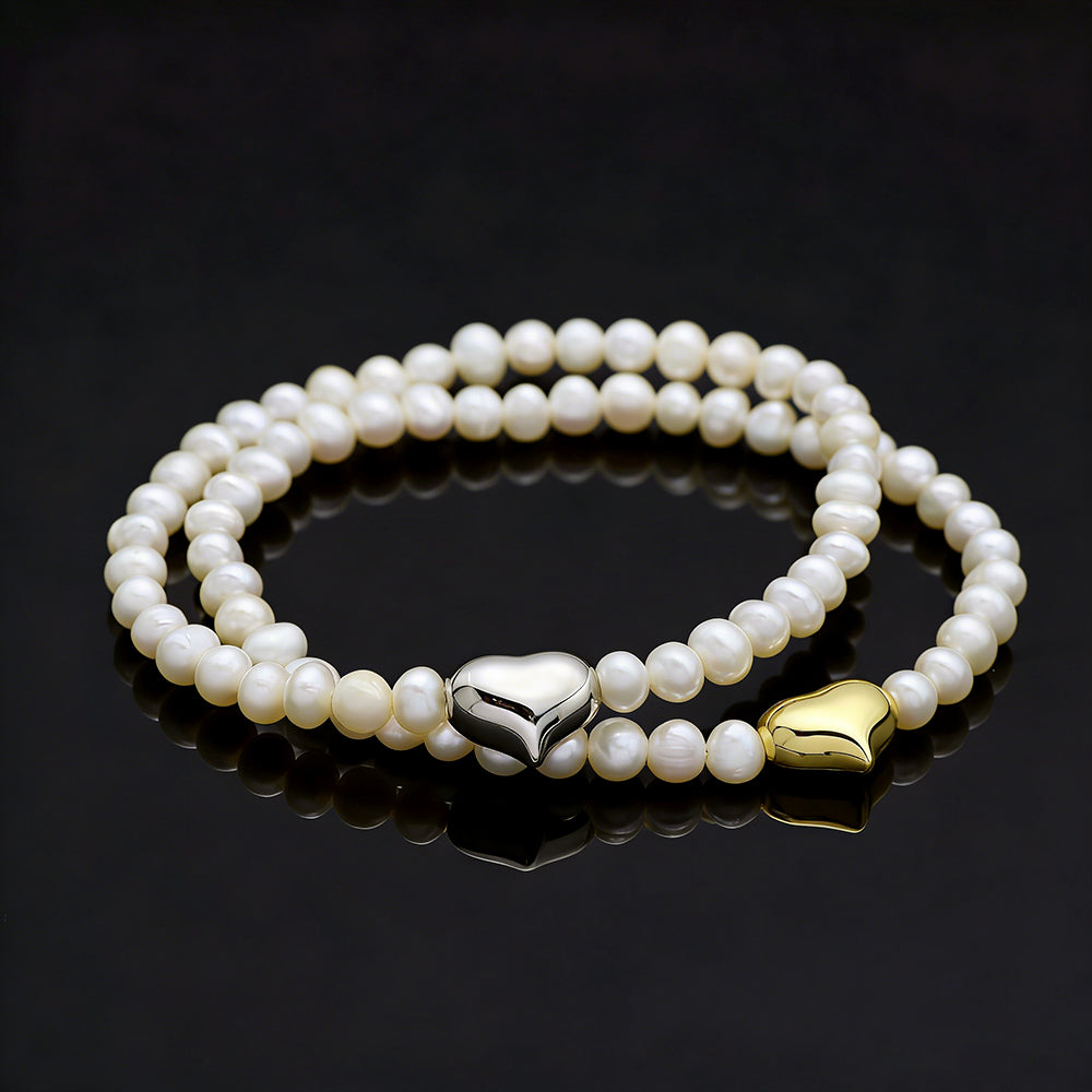 Handmade Customizable Fresh Water Pearl Bracelet With Brass Charm