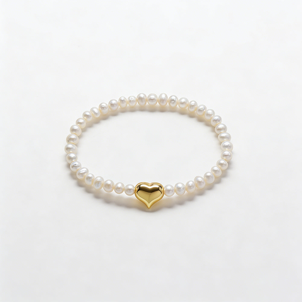 Handmade Customizable Fresh Water Pearl Bracelet With Brass Charm