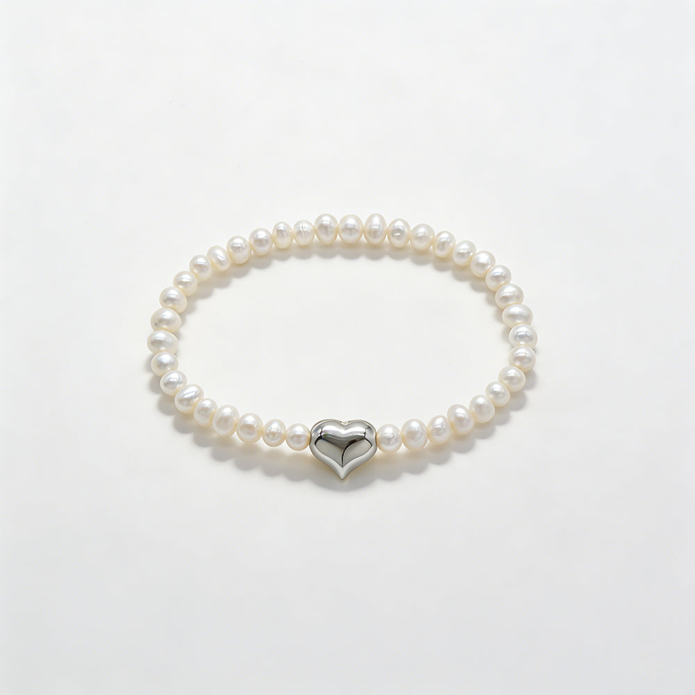 Handmade Customizable Fresh Water Pearl Bracelet With Brass Charm