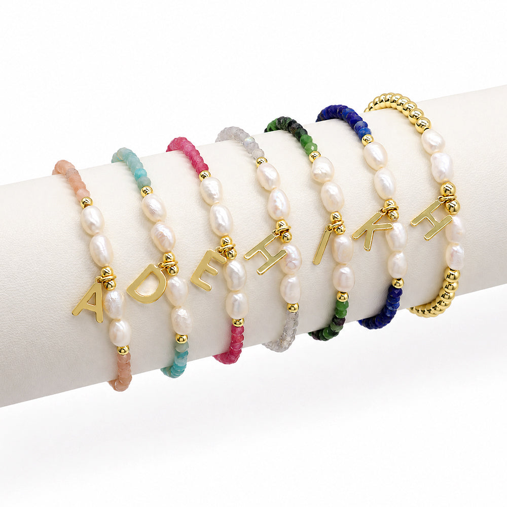 Handmade Customizable Natural Stone Beads Bracelet With Fresh Water Pearl