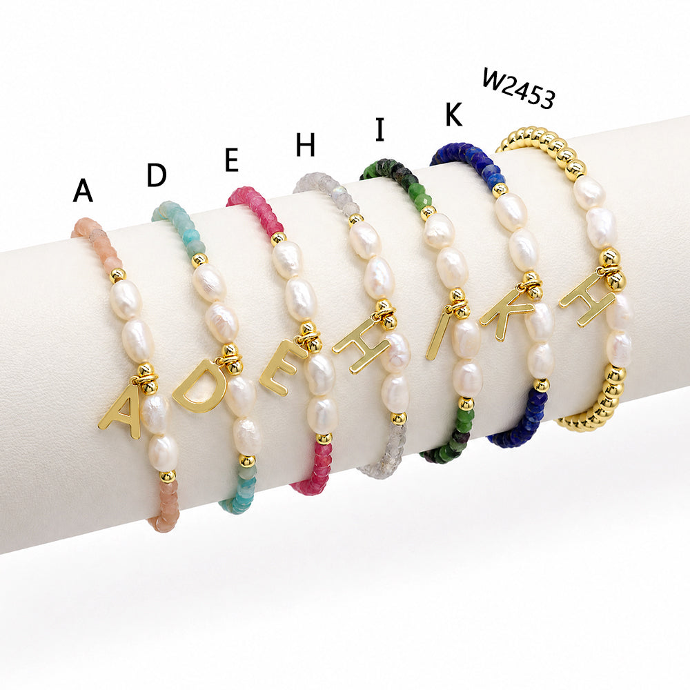 Handmade Customizable Natural Stone Beads Bracelet With Fresh Water Pearl