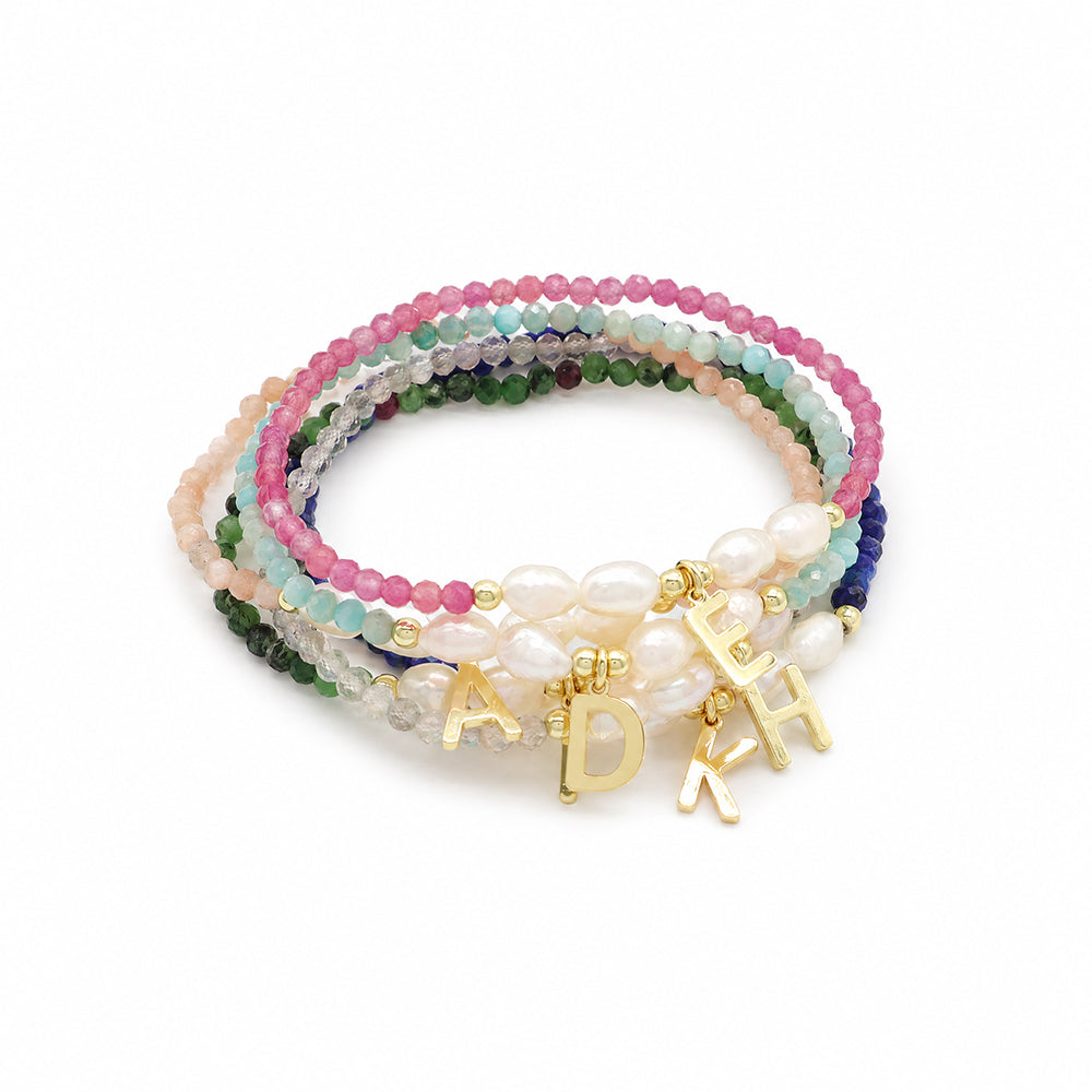Handmade Customizable Natural Stone Beads Bracelet With Fresh Water Pearl