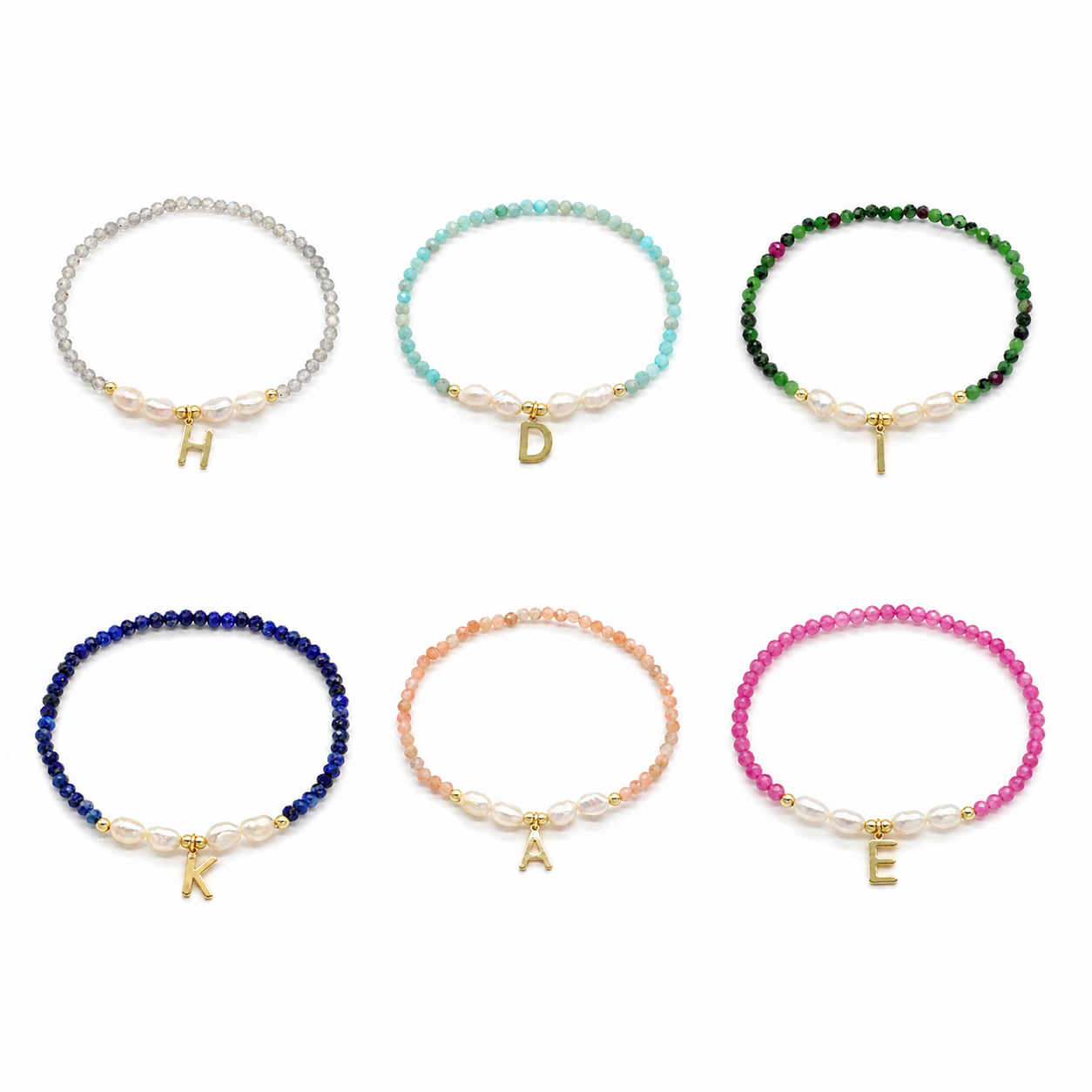 Handmade Customizable Natural Stone Beads Bracelet With Fresh Water Pearl