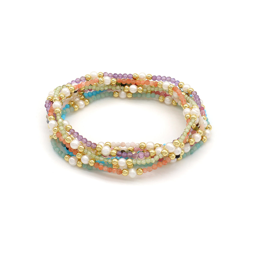 Handmade Customizable Natural Stone Beads Bracelet With Fresh Water Pearl