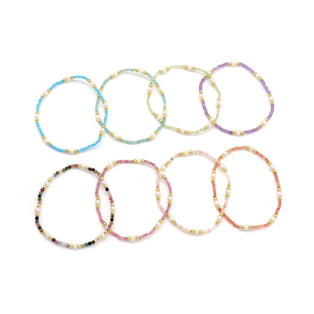 Handmade Customizable Natural Stone Beads Bracelet With Fresh Water Pearl