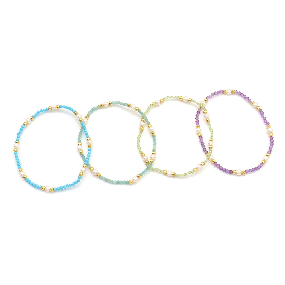 Handmade Customizable Natural Stone Beads Bracelet With Fresh Water Pearl