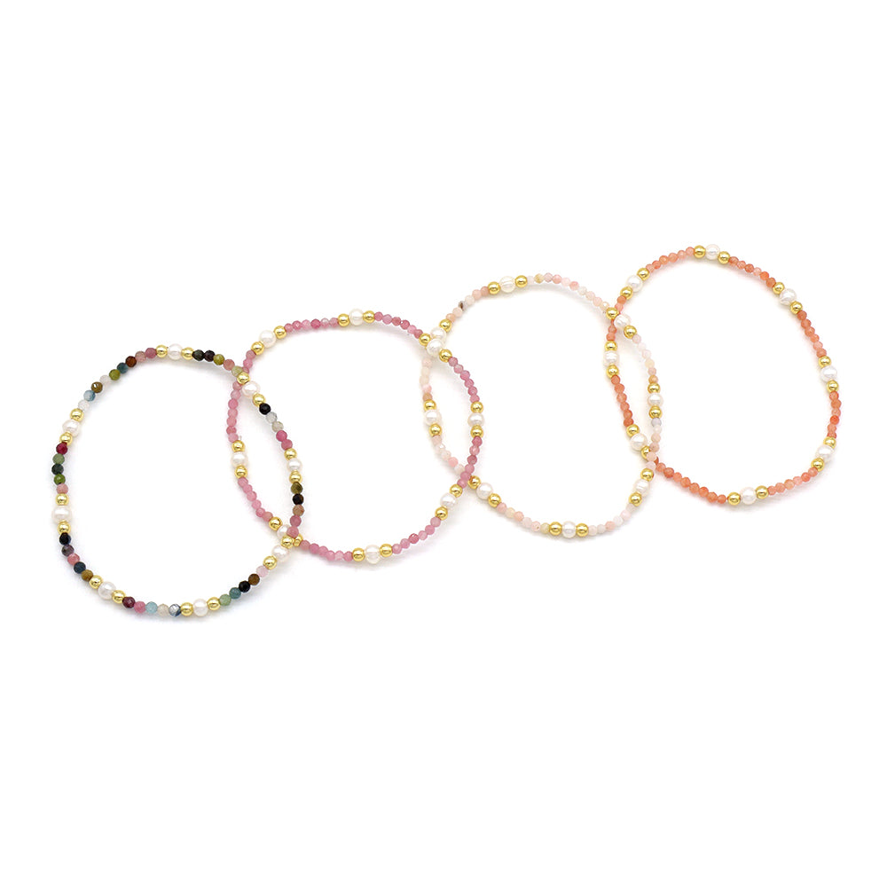 Handmade Customizable Natural Stone Beads Bracelet With Fresh Water Pearl