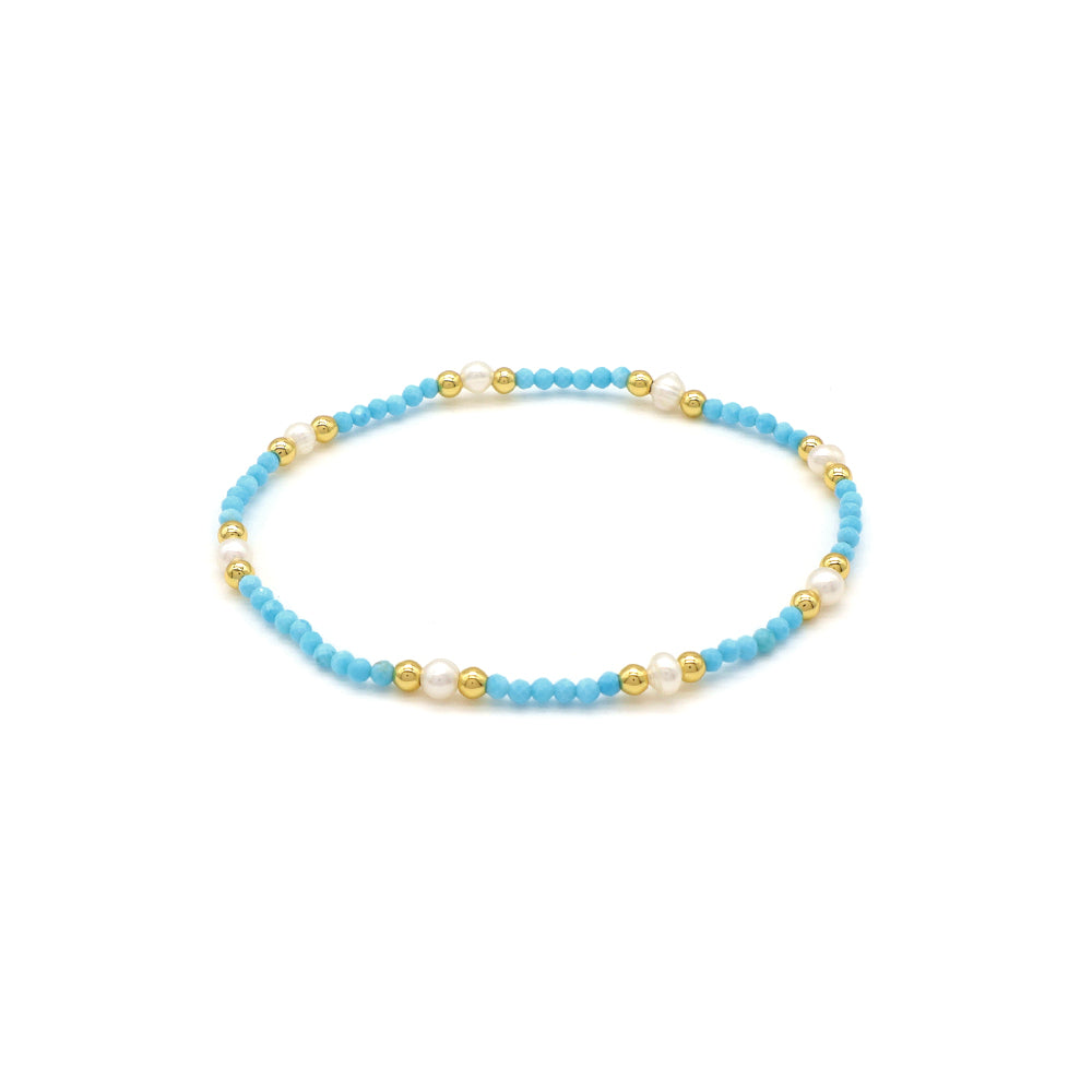 Handmade Customizable Natural Stone Beads Bracelet With Fresh Water Pearl
