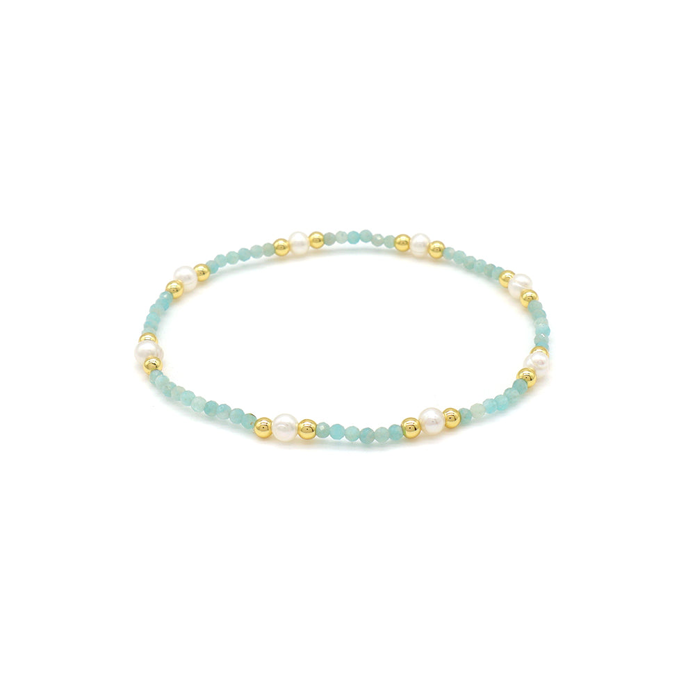 Handmade Customizable Natural Stone Beads Bracelet With Fresh Water Pearl