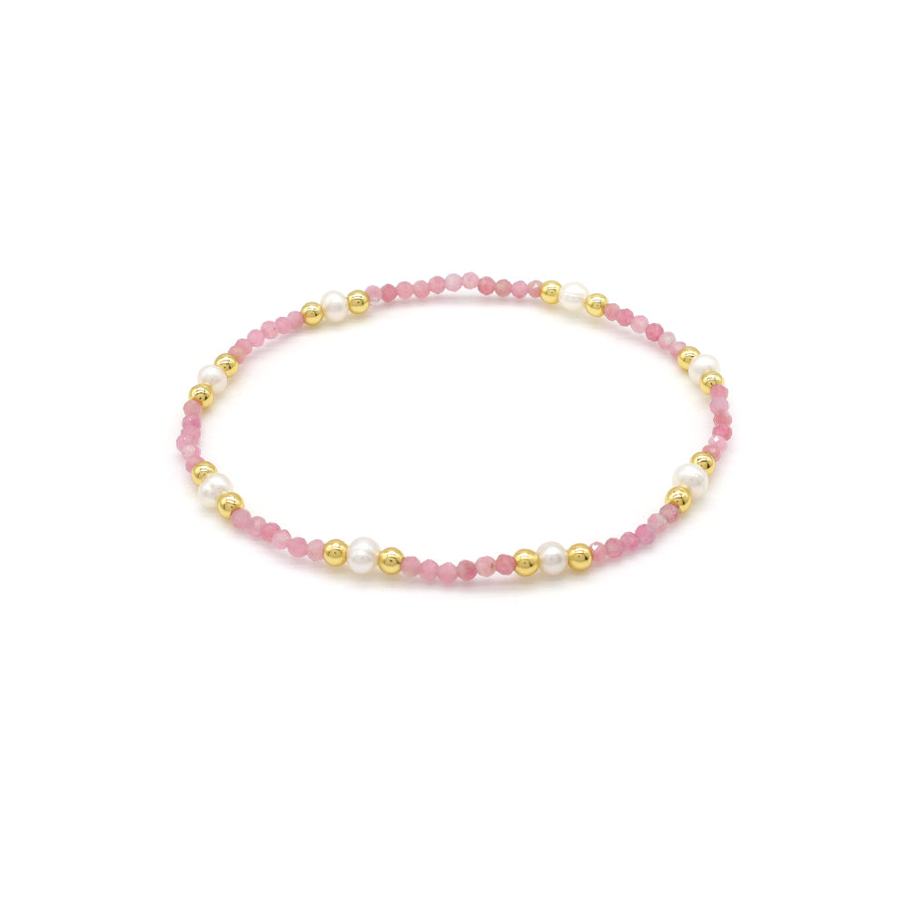 Handmade Customizable Natural Stone Beads Bracelet With Fresh Water Pearl