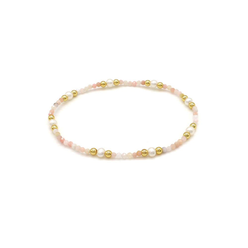 Handmade Customizable Natural Stone Beads Bracelet With Fresh Water Pearl