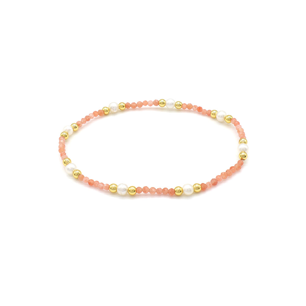 Handmade Customizable Natural Stone Beads Bracelet With Fresh Water Pearl