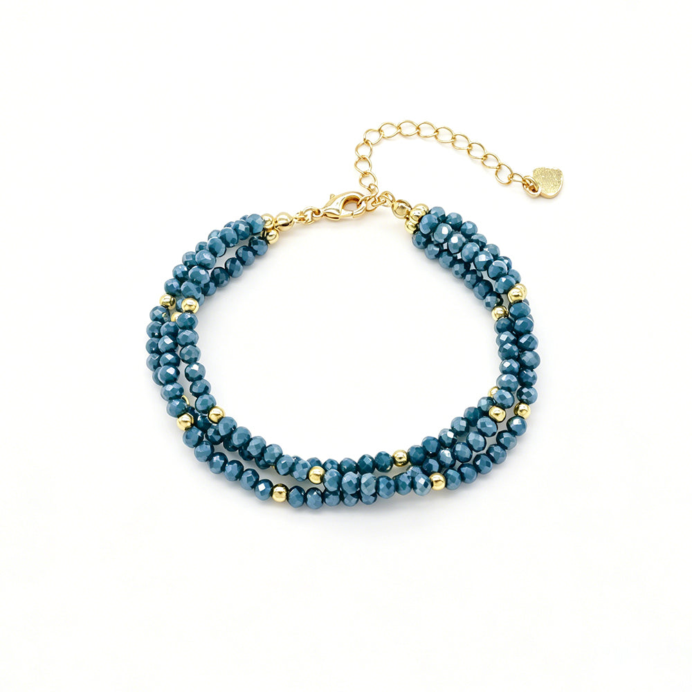 Handmade Customizable Three Layers Glass Crystal Beads Bracelet