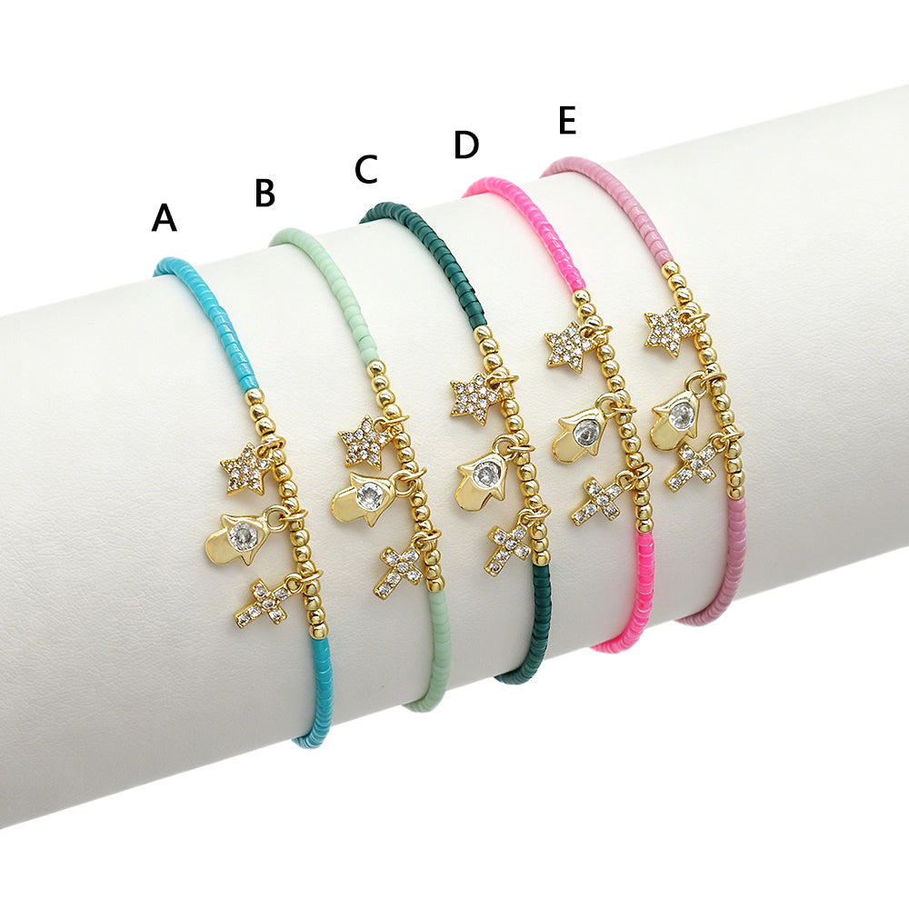 Handmade Customizable Miyuki Beads Bracelet With Brass Pendant