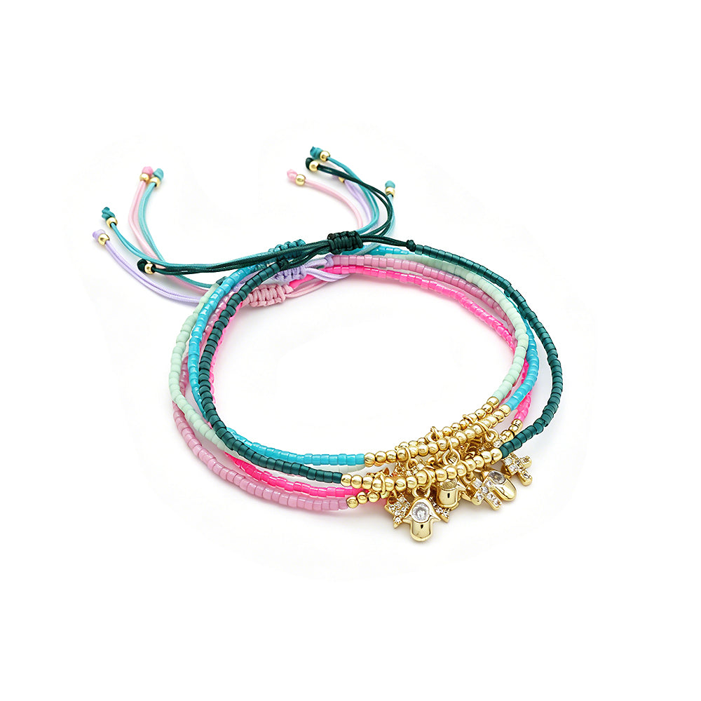 Handmade Customizable Miyuki Beads Bracelet With Brass Pendant