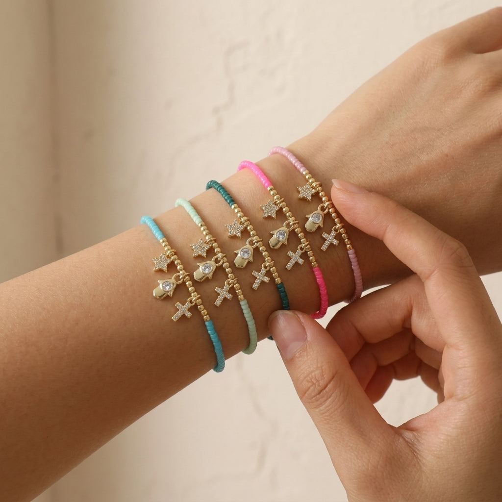 Handmade Customizable Miyuki Beads Bracelet With Brass Pendant