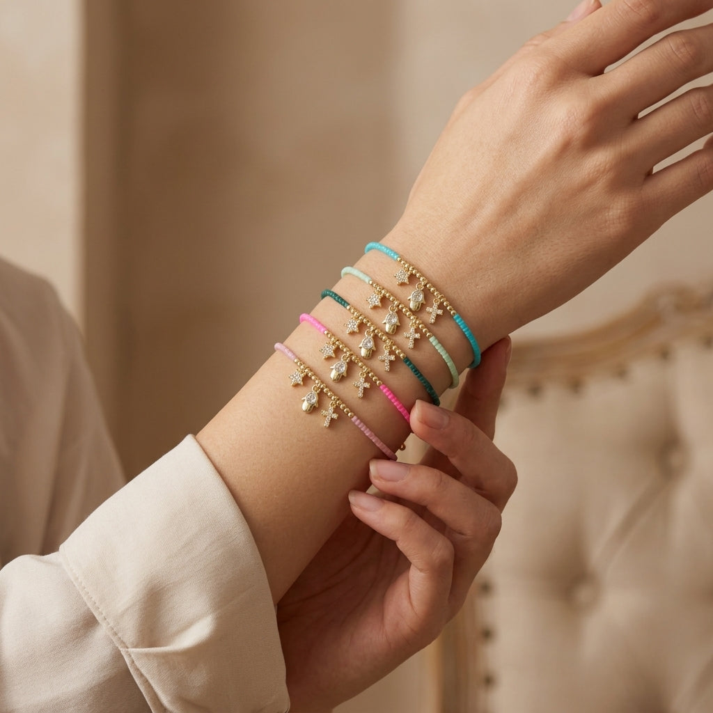 Handmade Customizable Miyuki Beads Bracelet With Brass Pendant