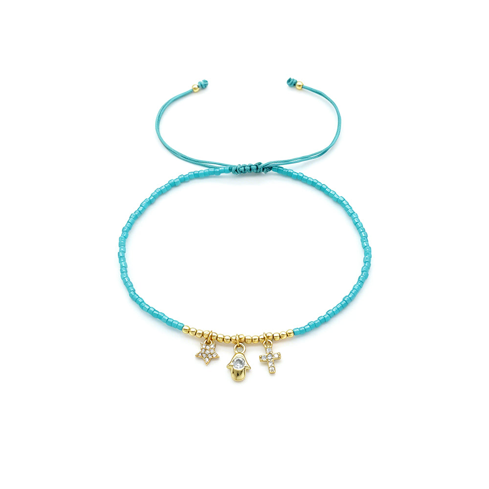 Handmade Customizable Miyuki Beads Bracelet With Brass Pendant
