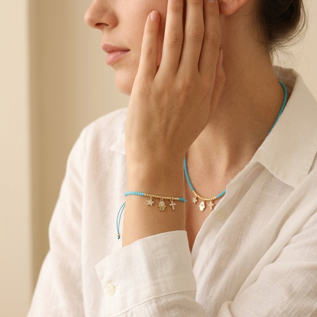 Handmade Customizable Miyuki Beads Bracelet With Brass Pendant