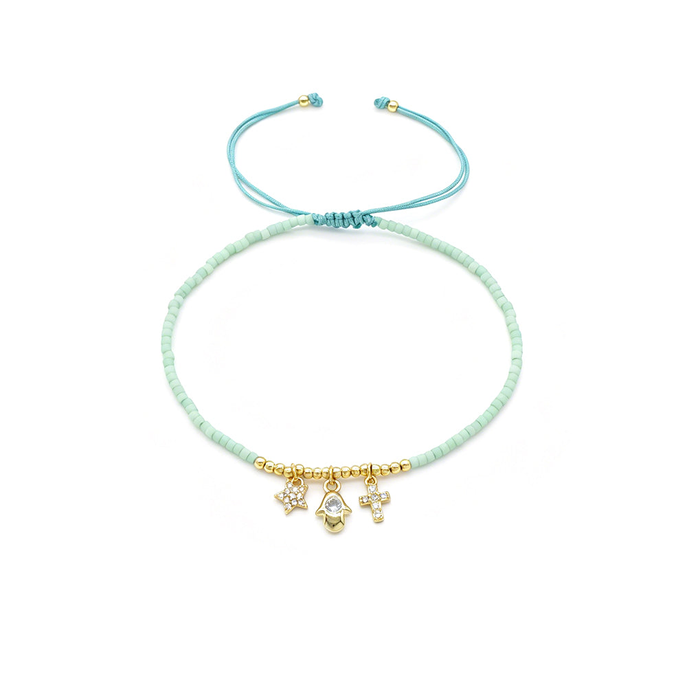 Handmade Customizable Miyuki Beads Bracelet With Brass Pendant