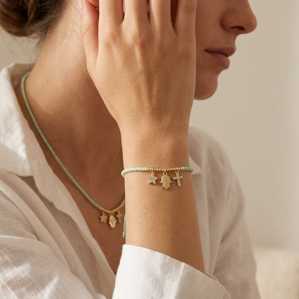 Handmade Customizable Miyuki Beads Bracelet With Brass Pendant