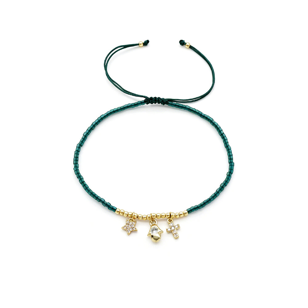 Handmade Customizable Miyuki Beads Bracelet With Brass Pendant