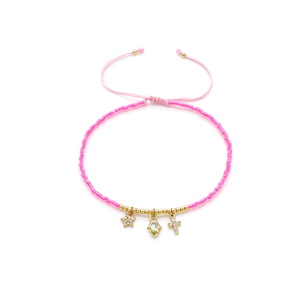 Handmade Customizable Miyuki Beads Bracelet With Brass Pendant