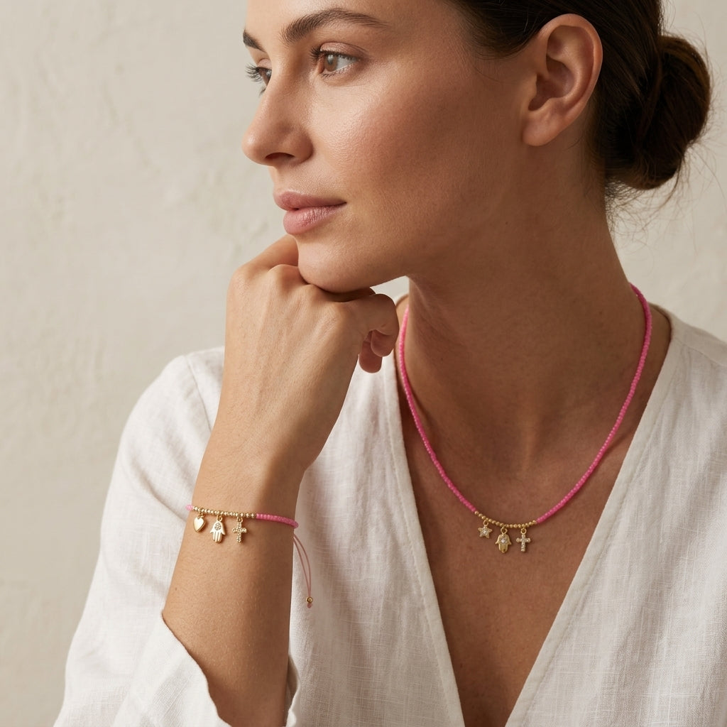 Handmade Customizable Miyuki Beads Necklace With Brass Pendant