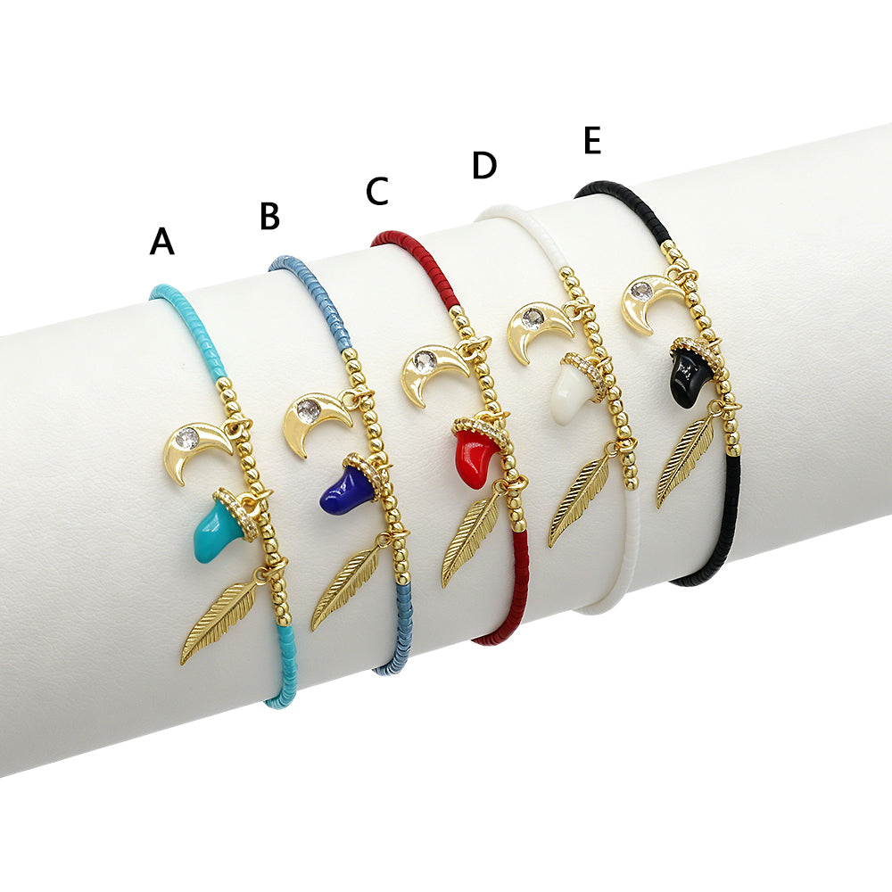 Handmade Customizable Miyuki Beads Bracelet With Brass Enamel Pendant