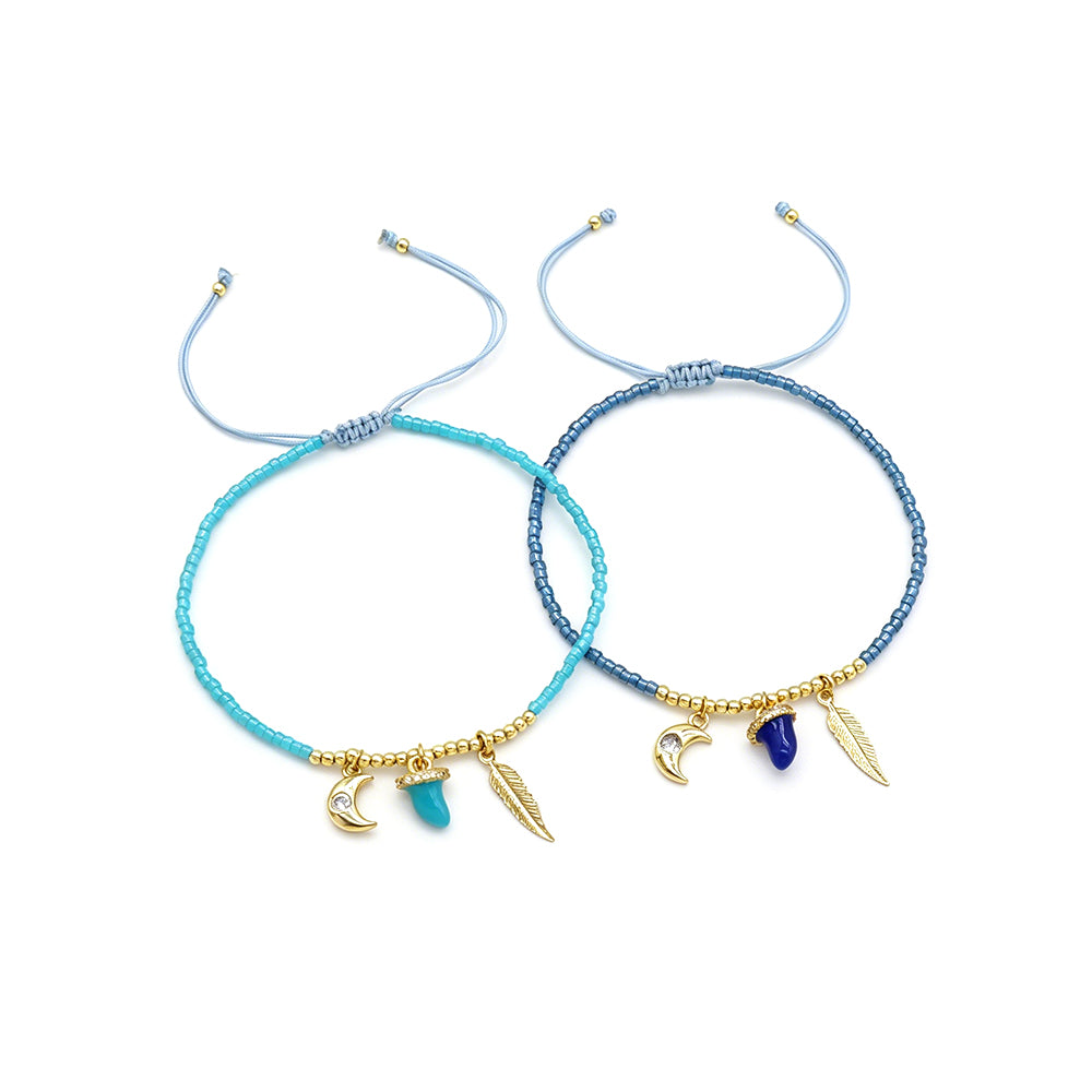 Handmade Customizable Miyuki Beads Bracelet With Brass Enamel Pendant
