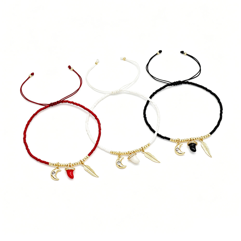 Handmade Customizable Miyuki Beads Bracelet With Brass Enamel Pendant