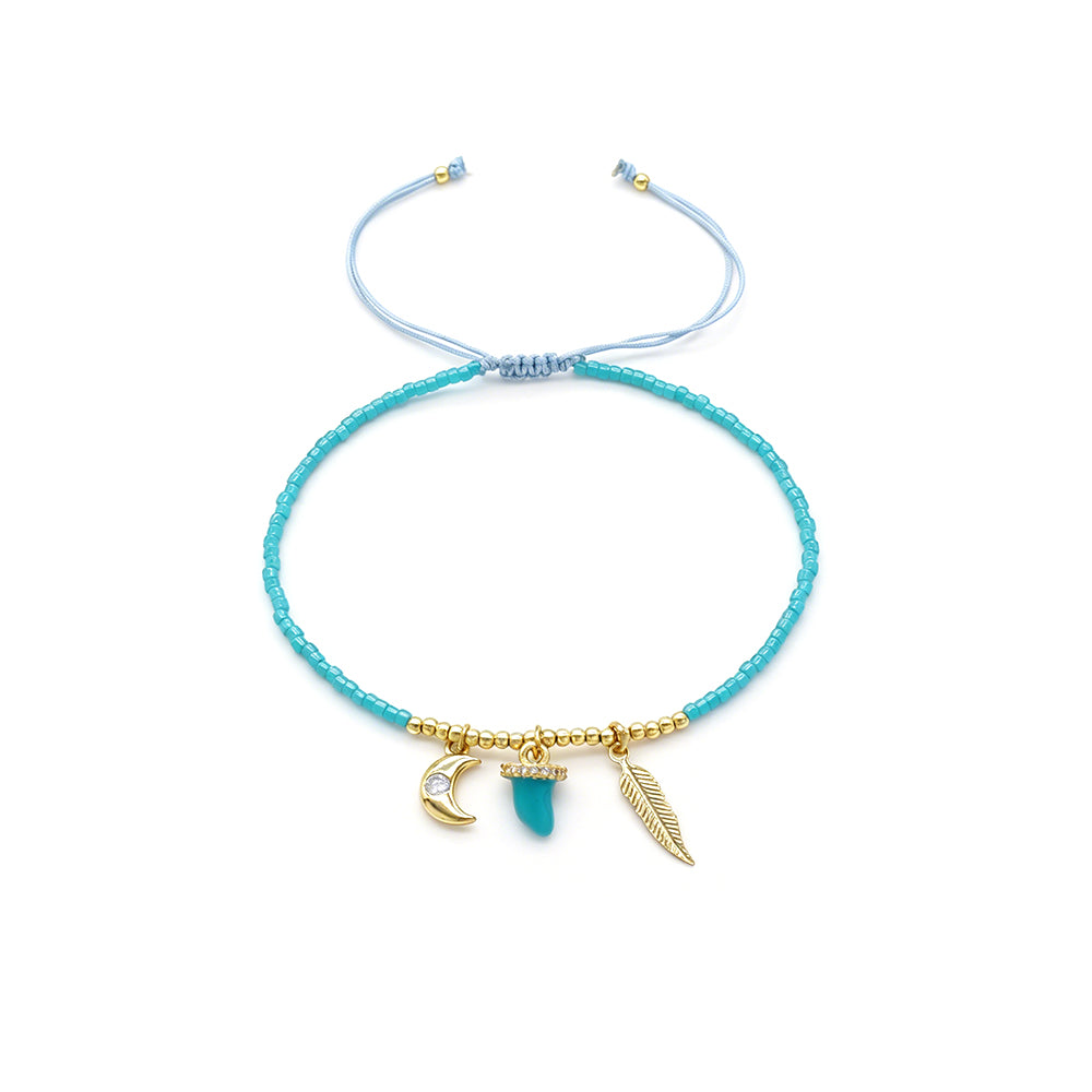 Handmade Customizable Miyuki Beads Bracelet With Brass Enamel Pendant