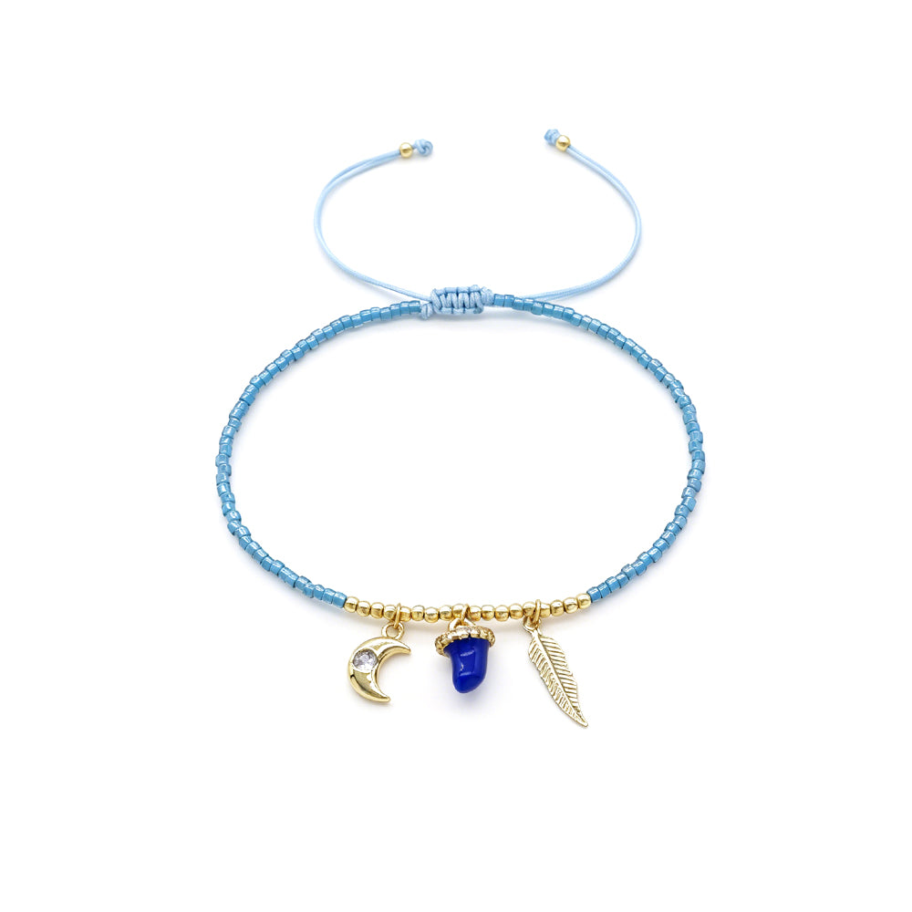 Handmade Customizable Miyuki Beads Bracelet With Brass Enamel Pendant