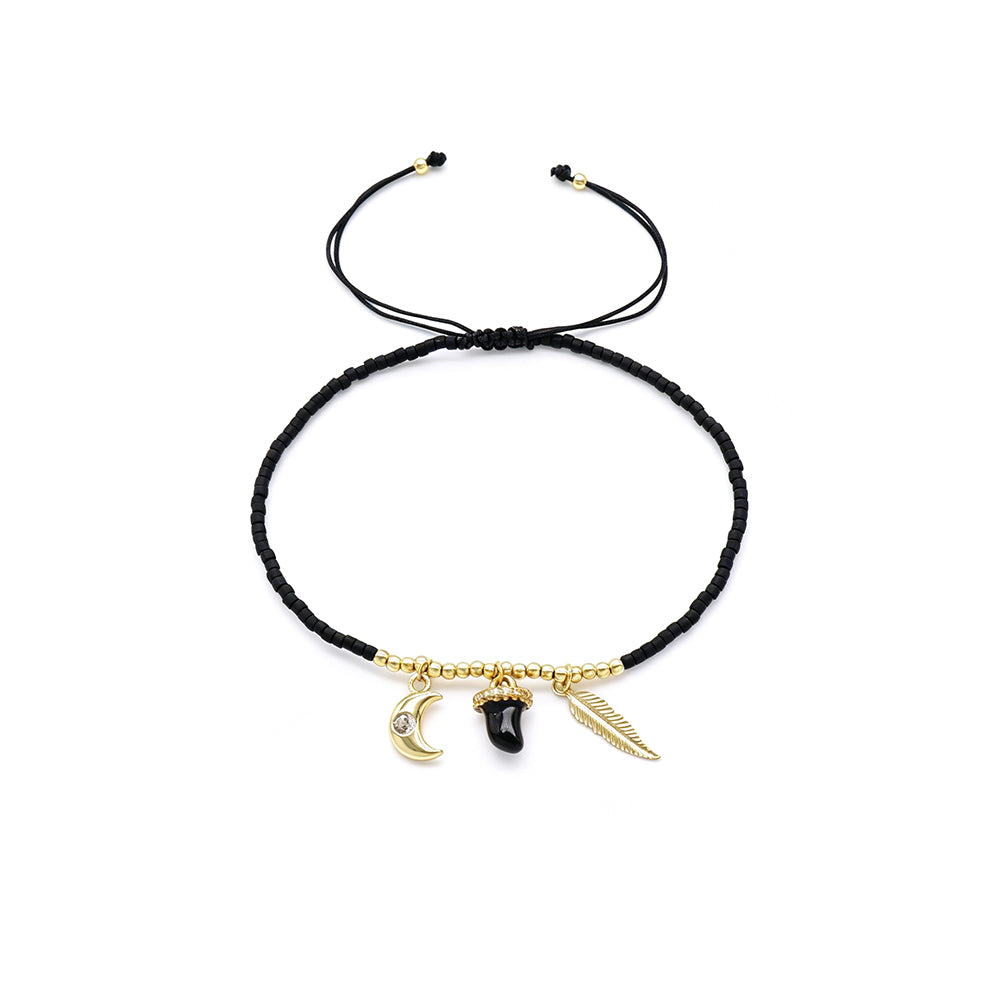 Handmade Customizable Miyuki Beads Bracelet With Brass Enamel Pendant